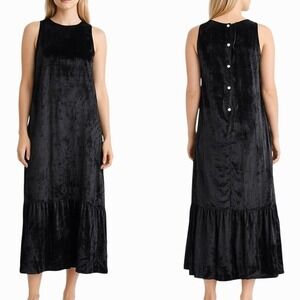 Kallmeyer New York Velvet Maxi Dress Size Medium Black Sleeveless Button Up Back